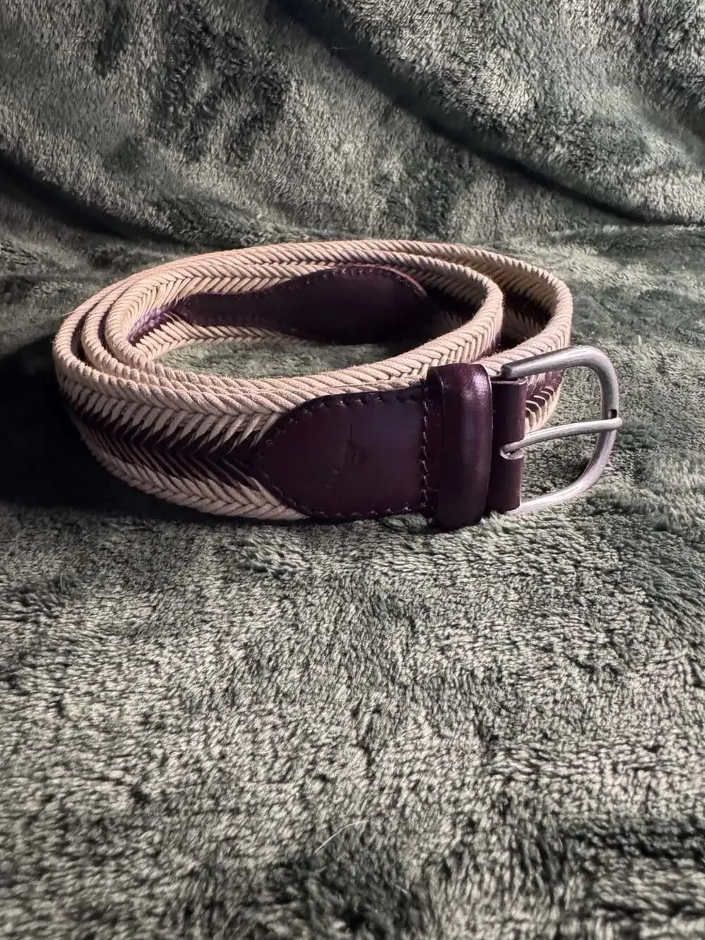 Tommy Bahama Braided Stretch Elastic and Leather Belt Size XL